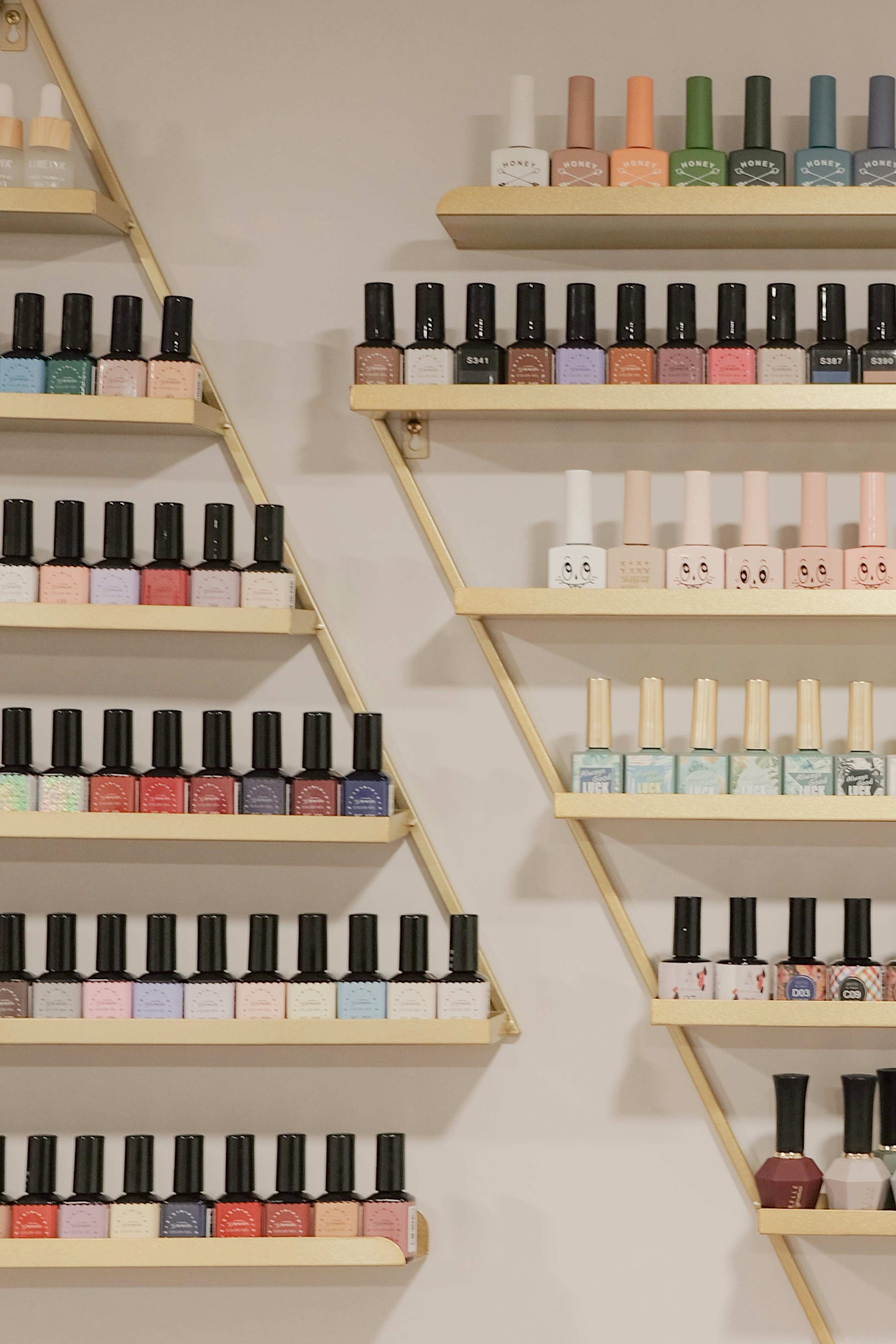 Luxe Nails colour wall — over 200 shades available