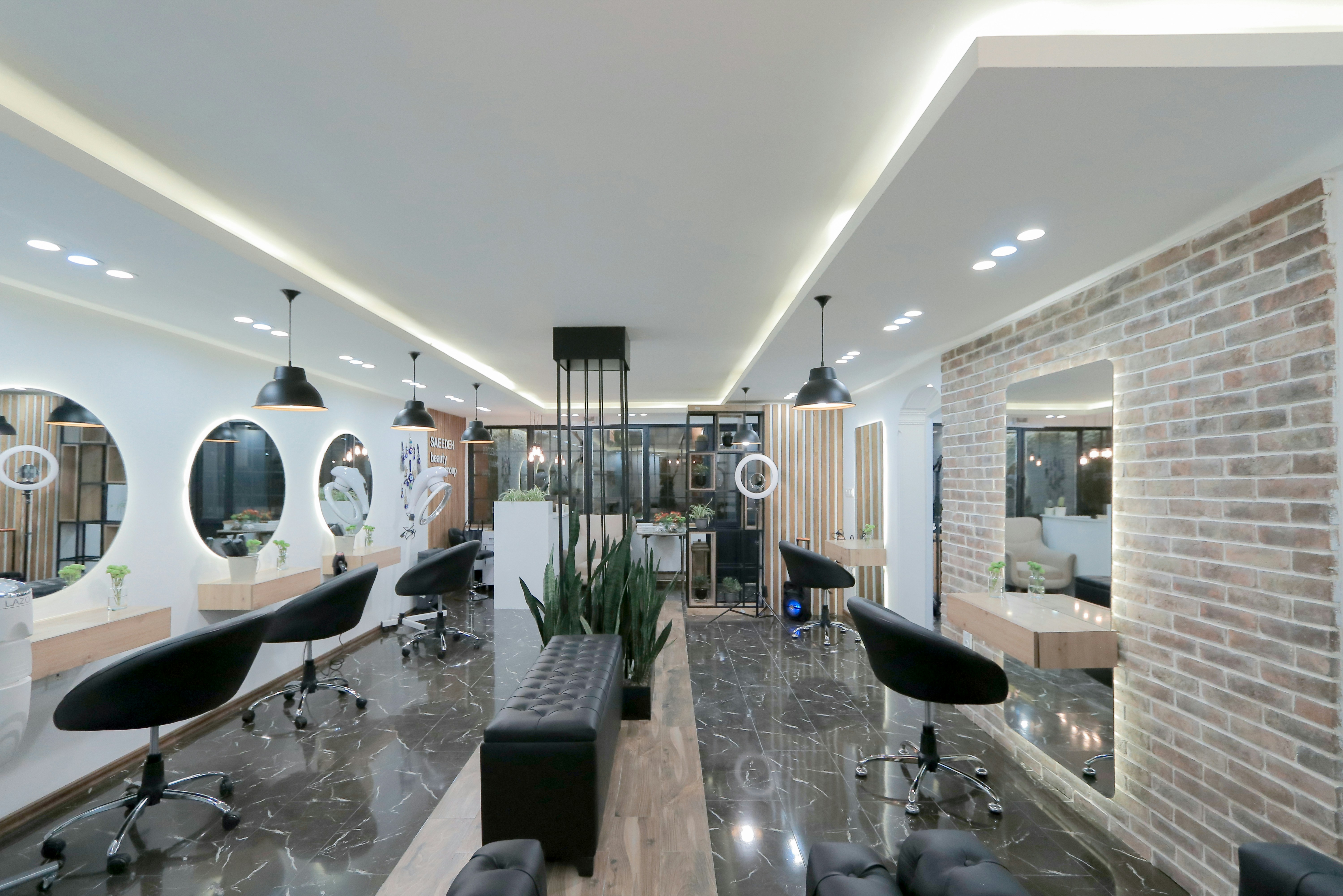 Modern interior of Luxe Nails salon on Flatbush Avenue Brooklyn